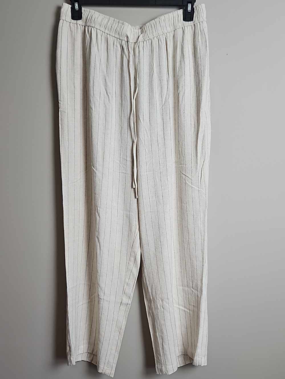 Skies Are Blue Curvy Wide Leg Linen Pants: Color-Naural & Black: Size- 1X